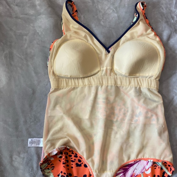 Roaman's 14W Tropical Faux-Wrap 1-Piece Swimsuit - Picture 3 of 8